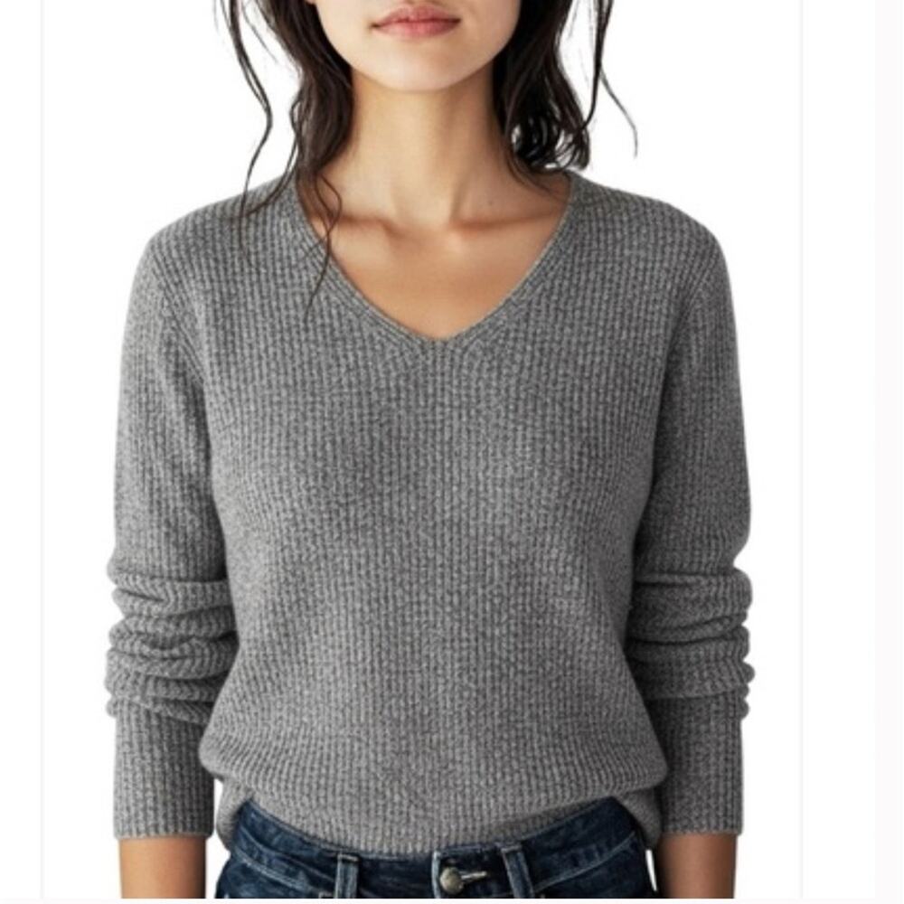 J Crew Mercantile Women's Gray V-Neck cotton Sweater
